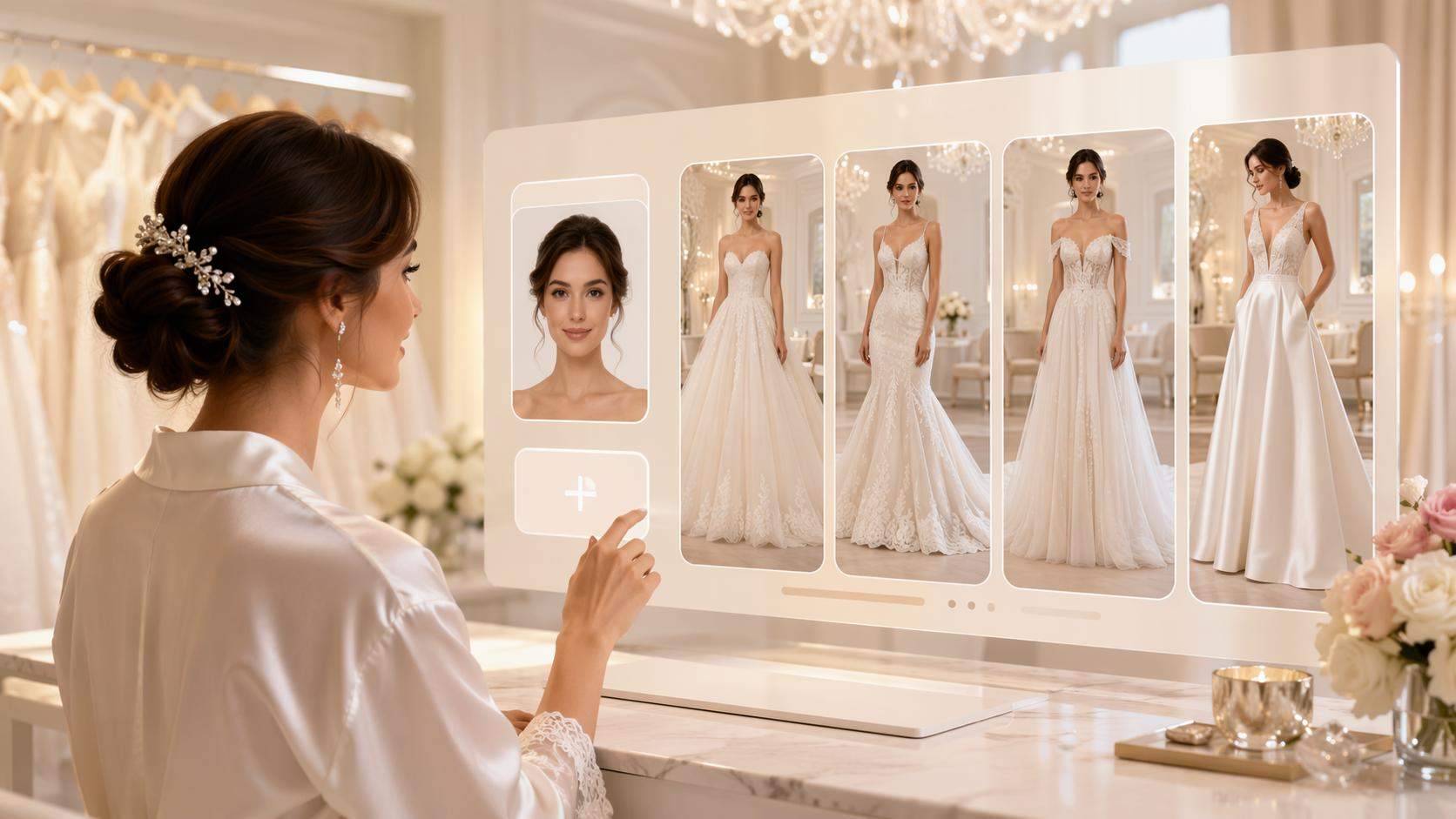 16:9 Dreamina wedding dress try on AI bridal preview