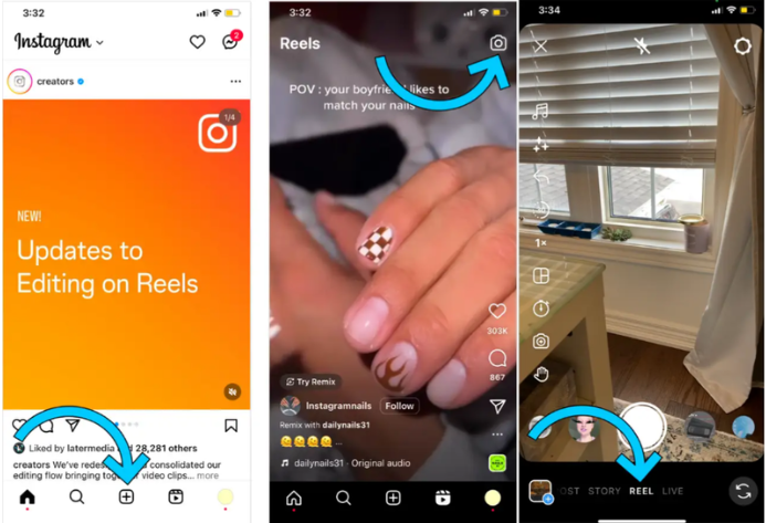 Showing how to make attractive reels on Instagram using a mobile phone