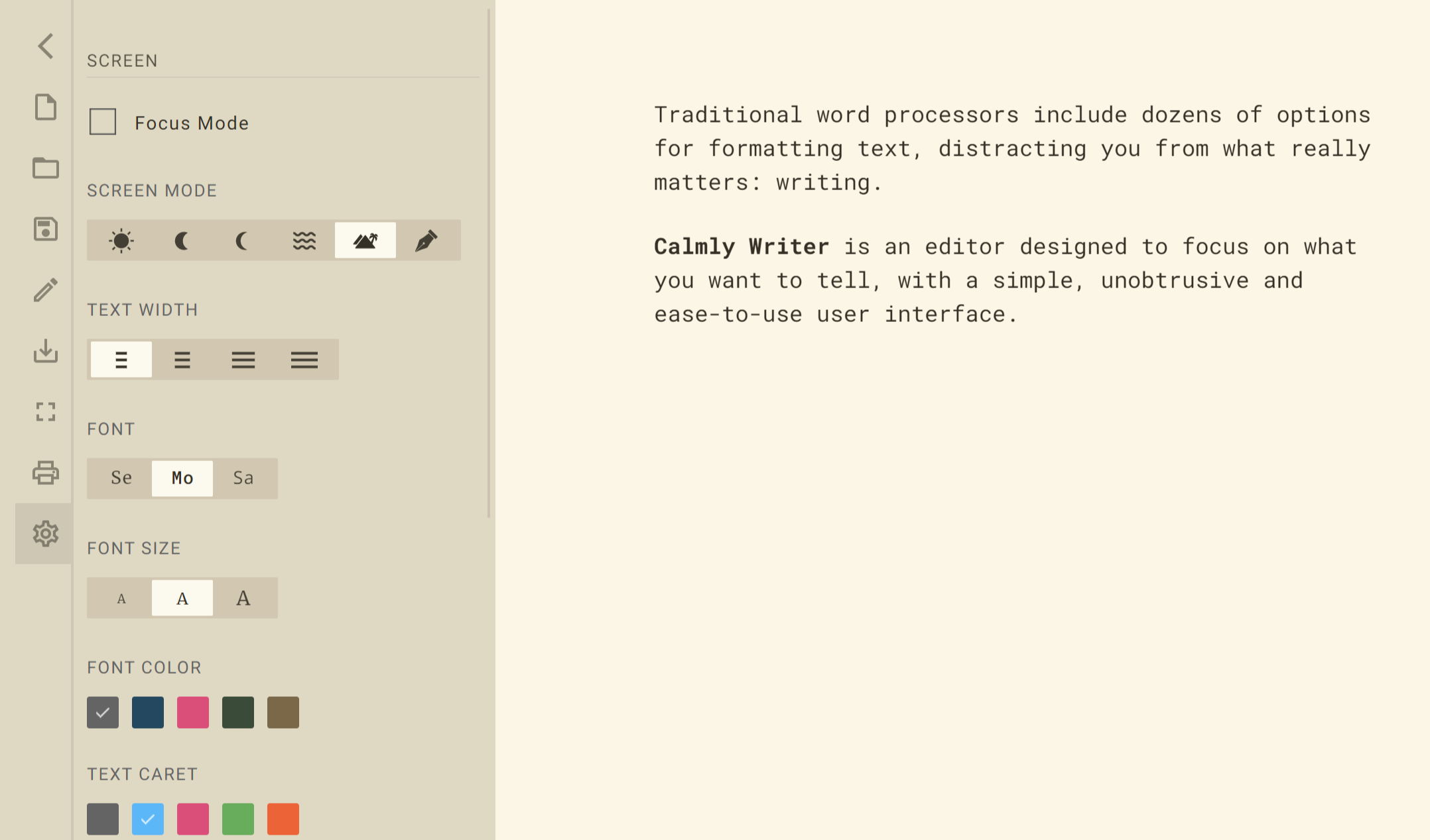 Interface of Calmly Writer - the reliable tool to write handwritten text online