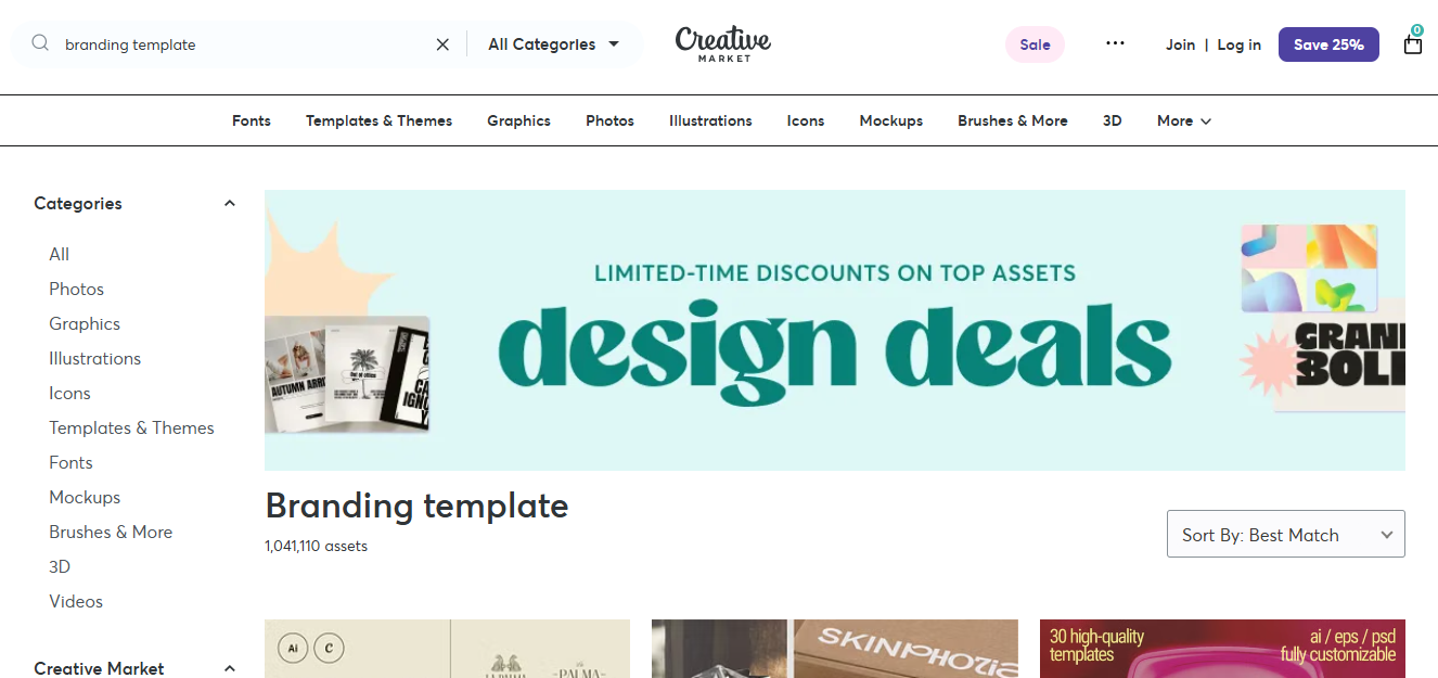 Creative Market interface