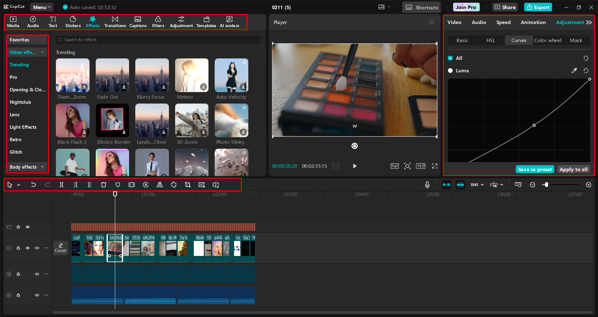 Editing and enhancing the video in the CapCut desktop video editor