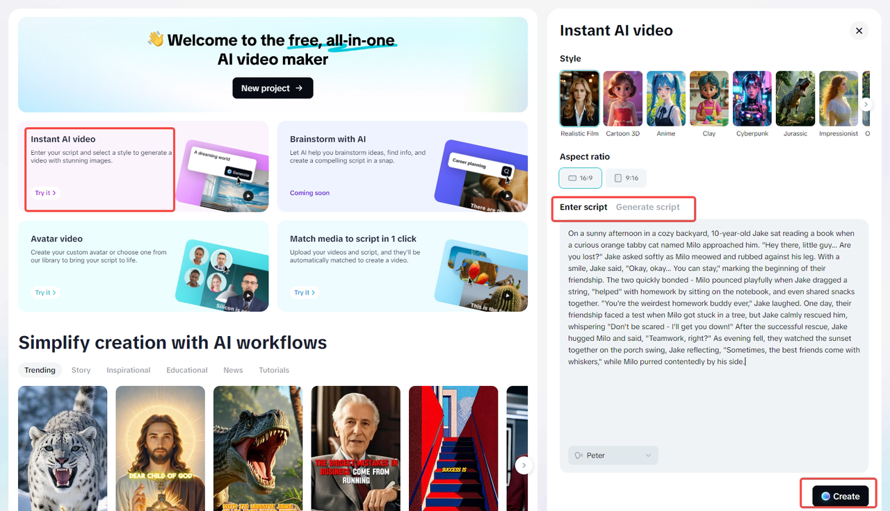 Utilisation de la fonctionnalité "Démarrer avec le script" dans CapCut