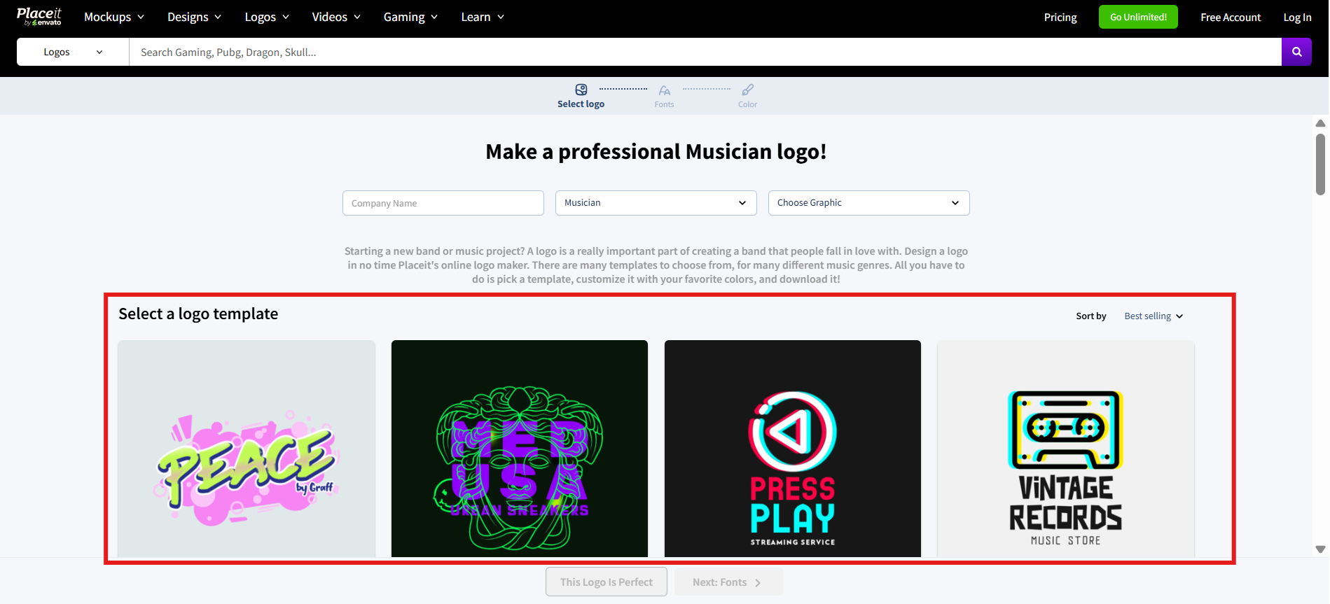 Pilih templat logo kumpulan muzik