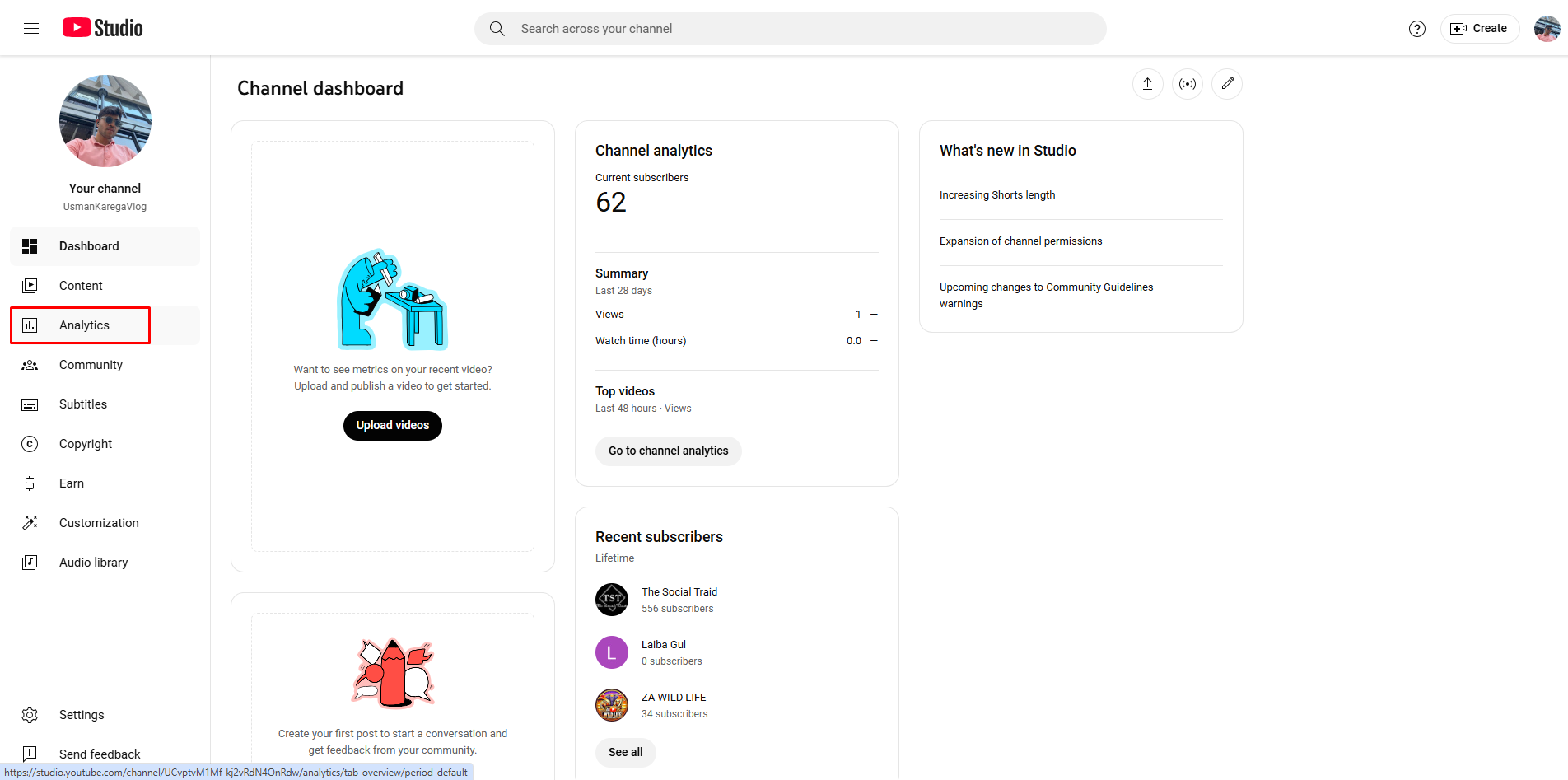 Pagbubukas ng YouTube live analytics sa YouTube Studio