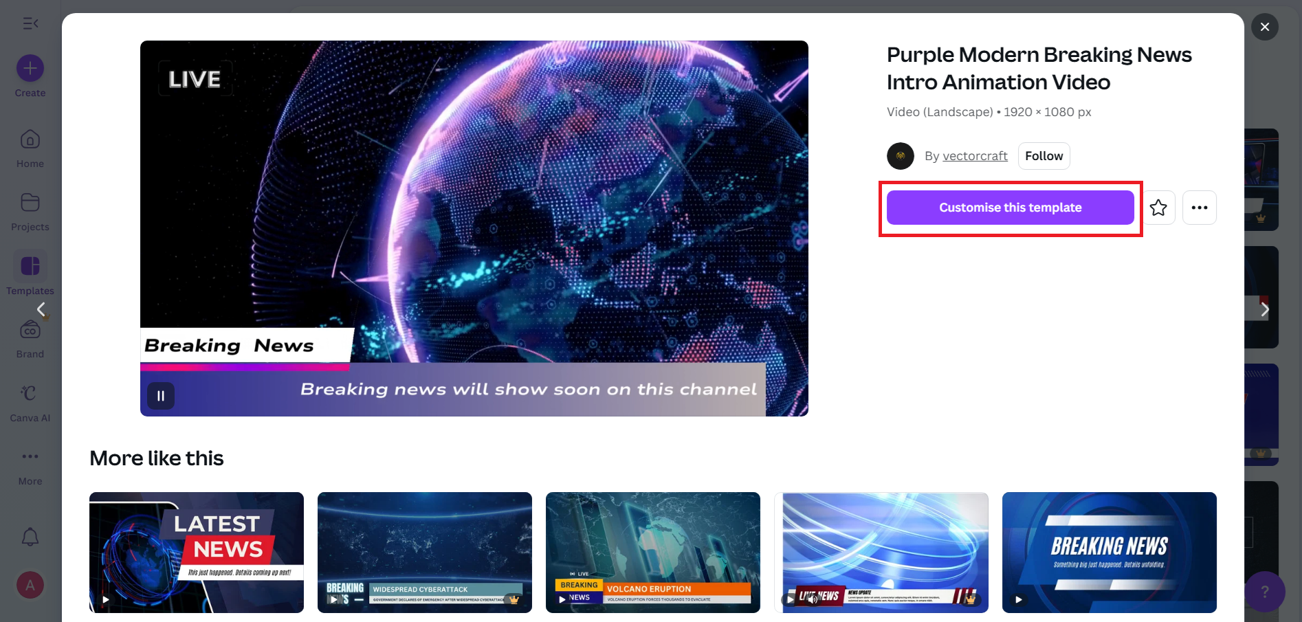 Preview and select a template