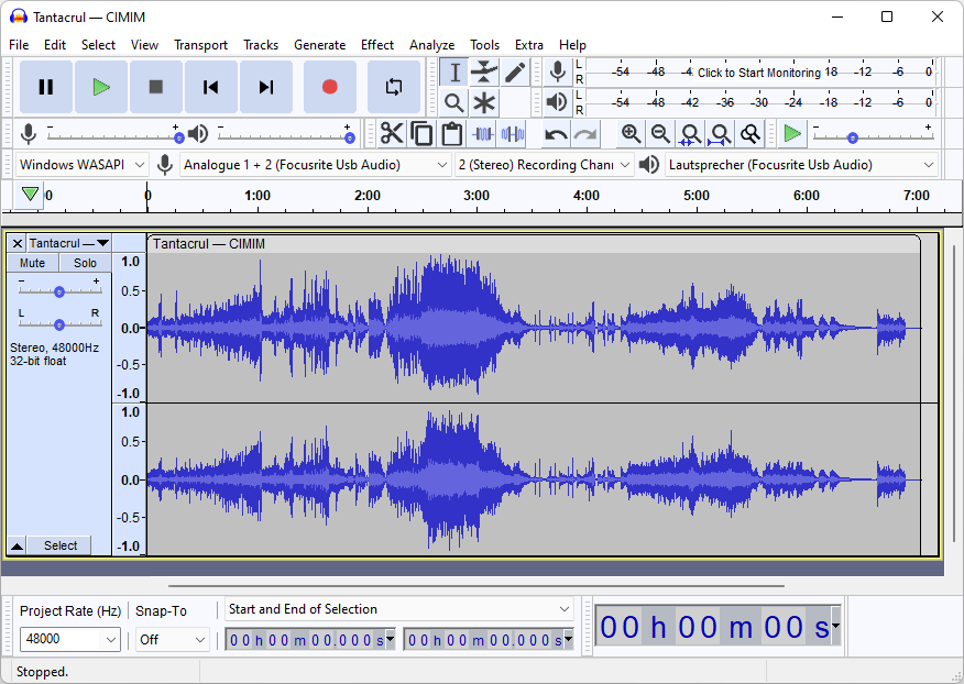 Interface of Audacity - a professional voice over software