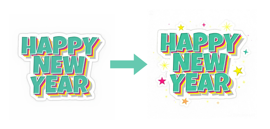 Image showing an expanded Happy New Year sticker