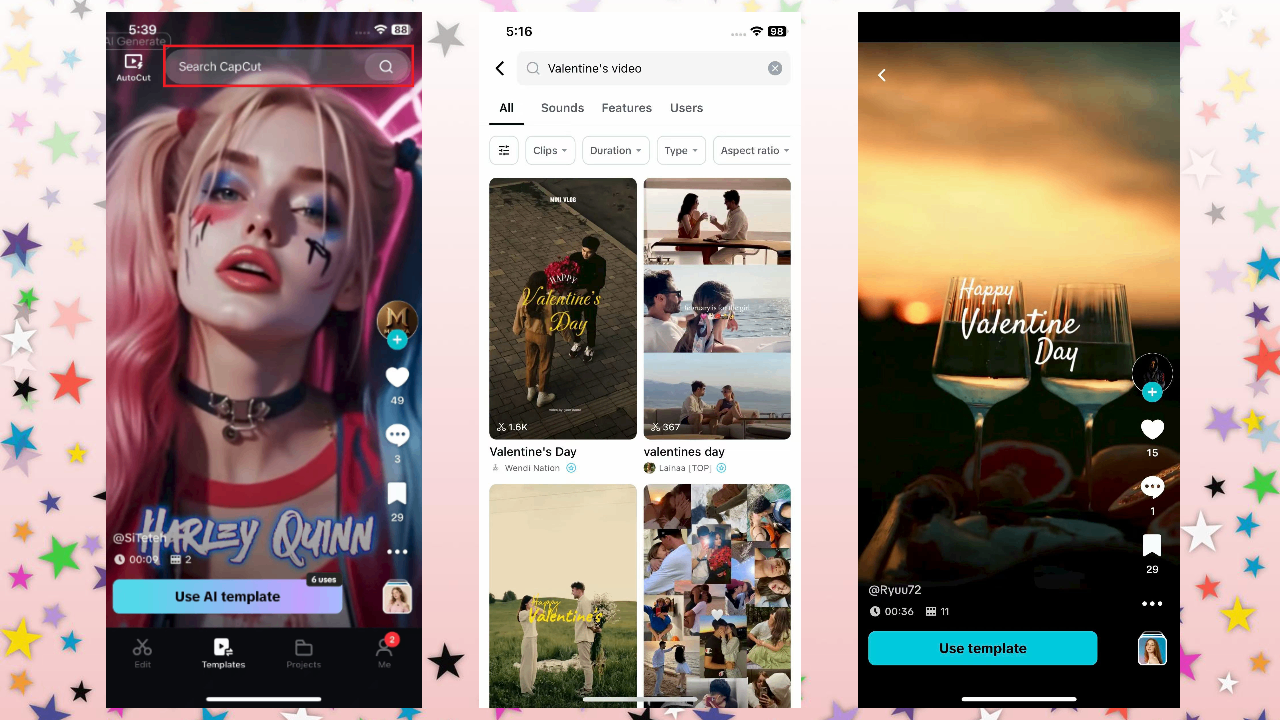 Go to Templates and search for valentine templates