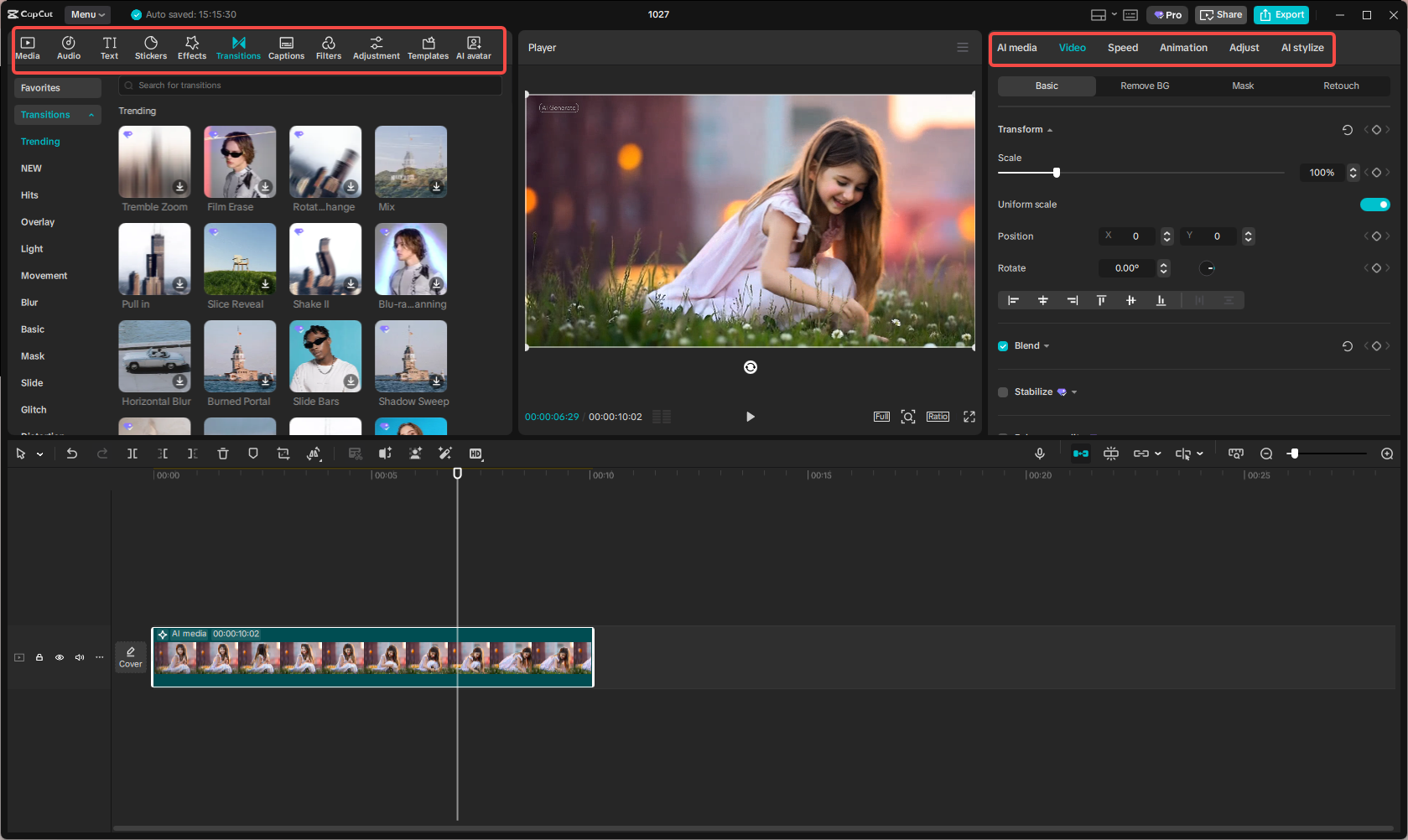 Editing and enhancing the AI-generated video in CapCut
