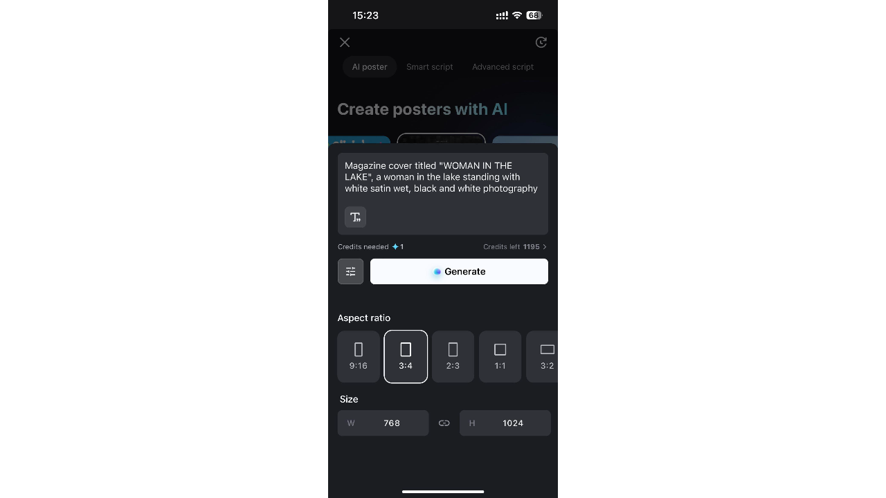Selecione as configurações e gere seu design