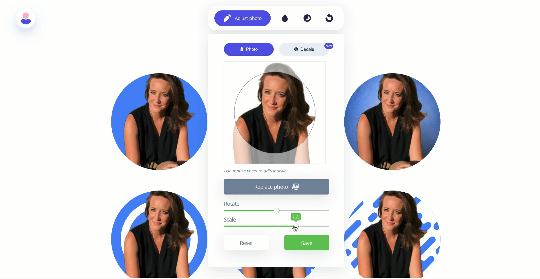 Interface of PFPMaker - an easy to use profile photo maker