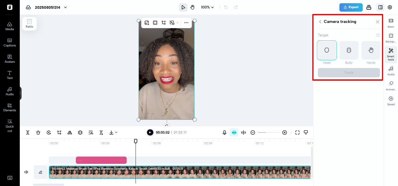 Camera tracking in Pippit