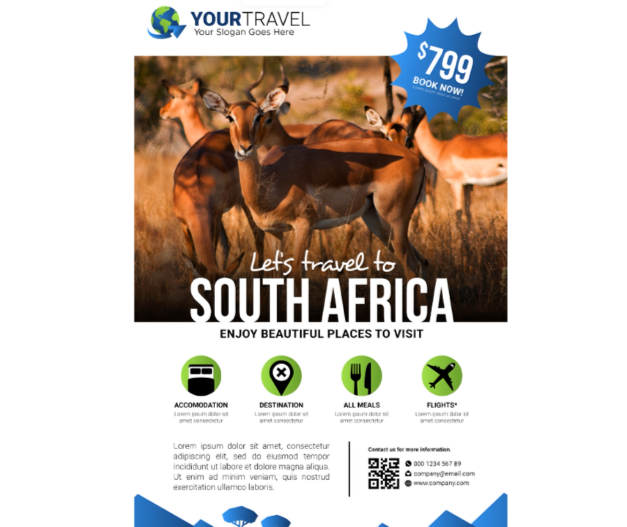South Africa travel destination flyer