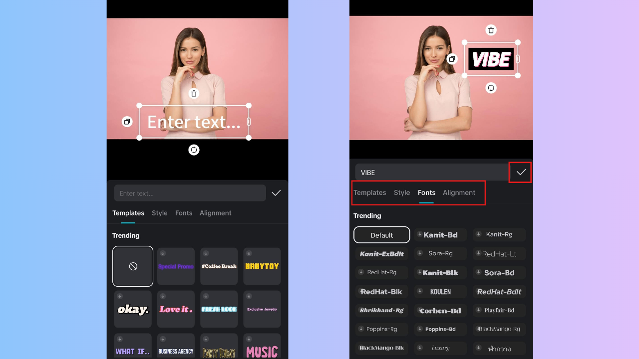 Customize caption font, style and alignments and colors