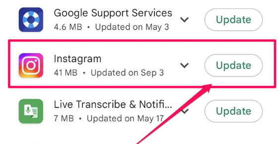 Обновите приложение Instagram