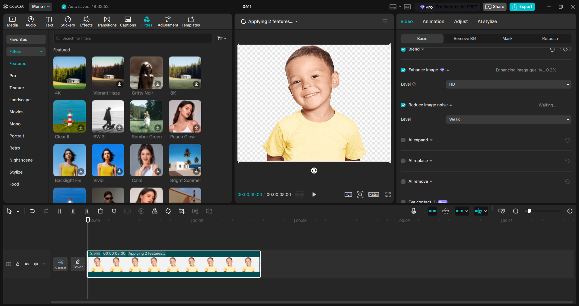 Interface of the CapCut desktop video editor - the best PNG to JPG converter