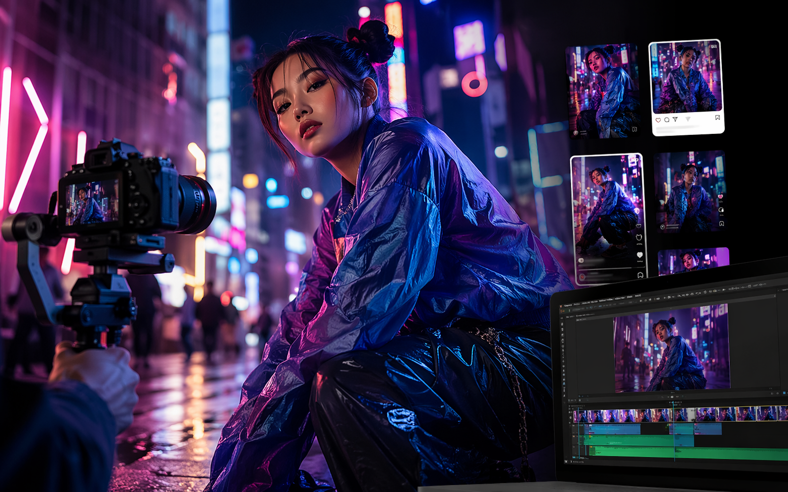 Tokyo Street Prompt feature highlight scene 1 created for Pippit marketing visuals
