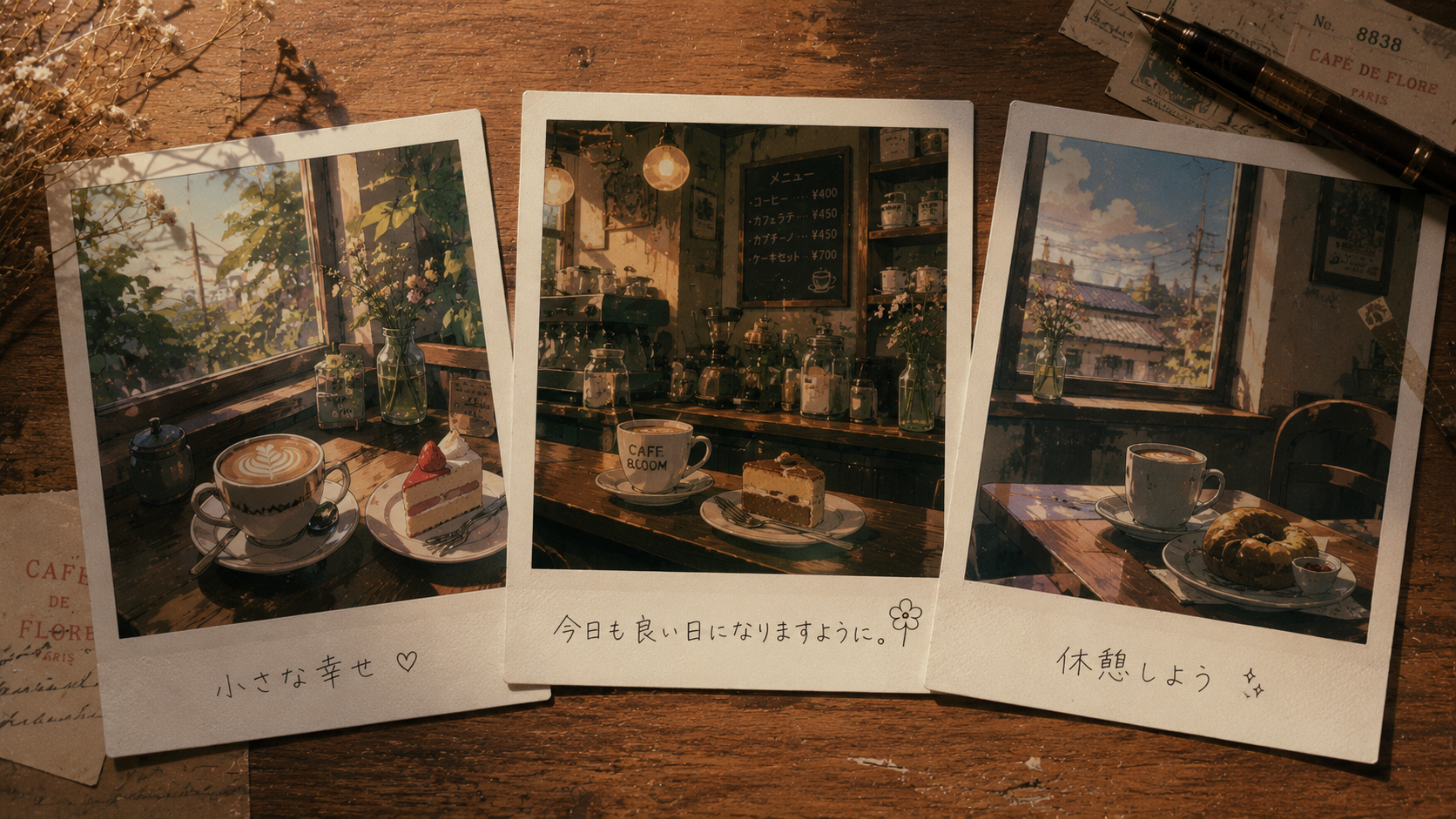 Aesthetic anime polaroids
