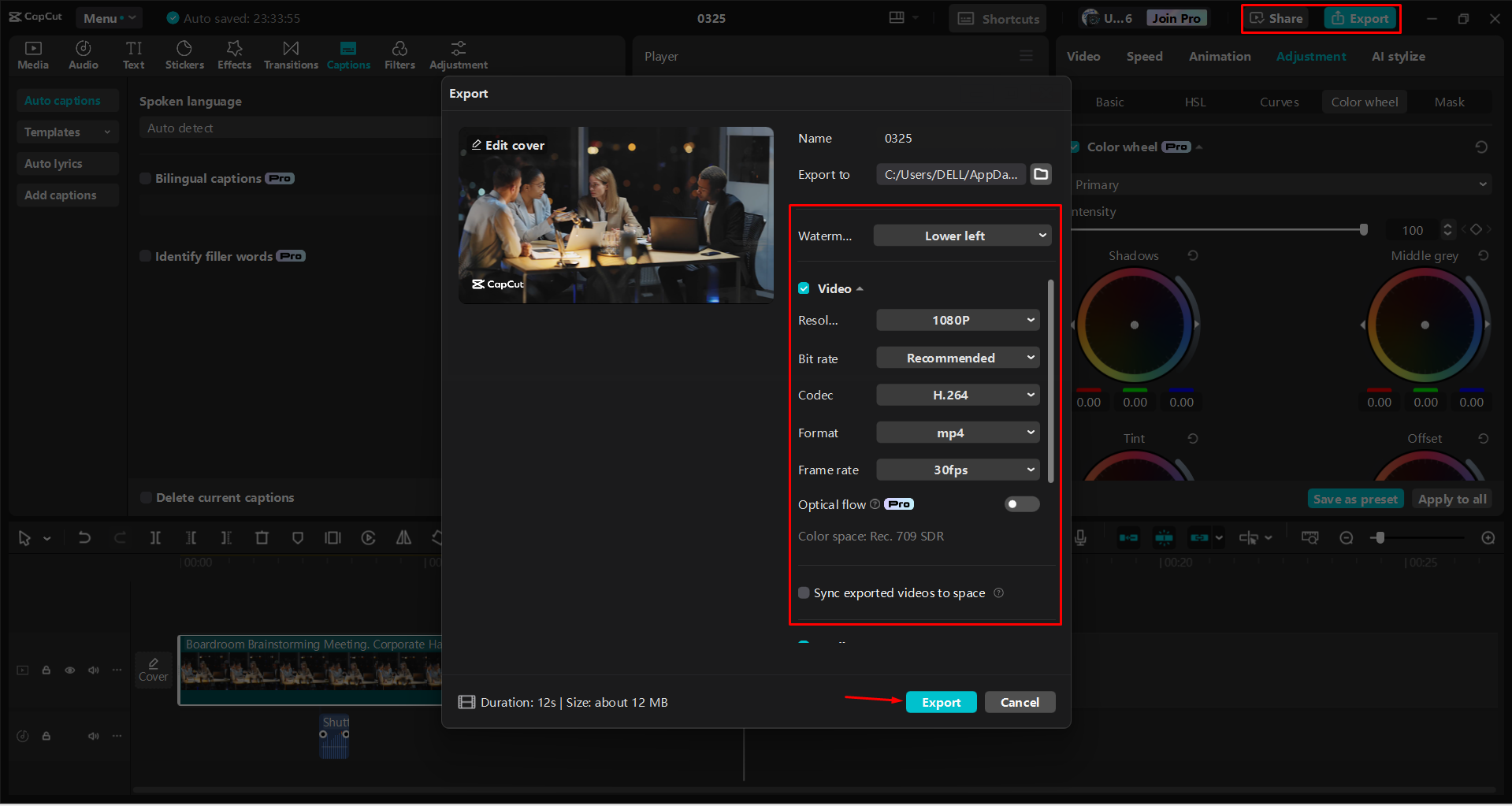 Exportar un video desde el CapCut editor de video de escritorio