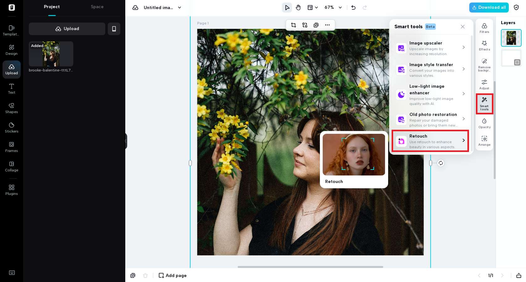 Select the Image Retouch option
