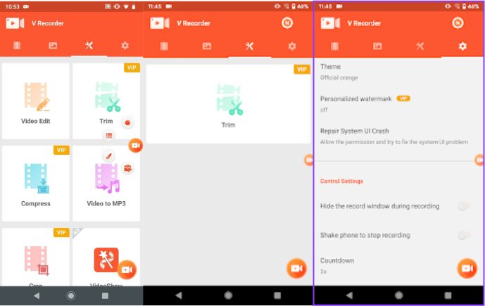 A V felvevő felülete - a tökéletes módja a YouTube-videók rögzítésére mobilon