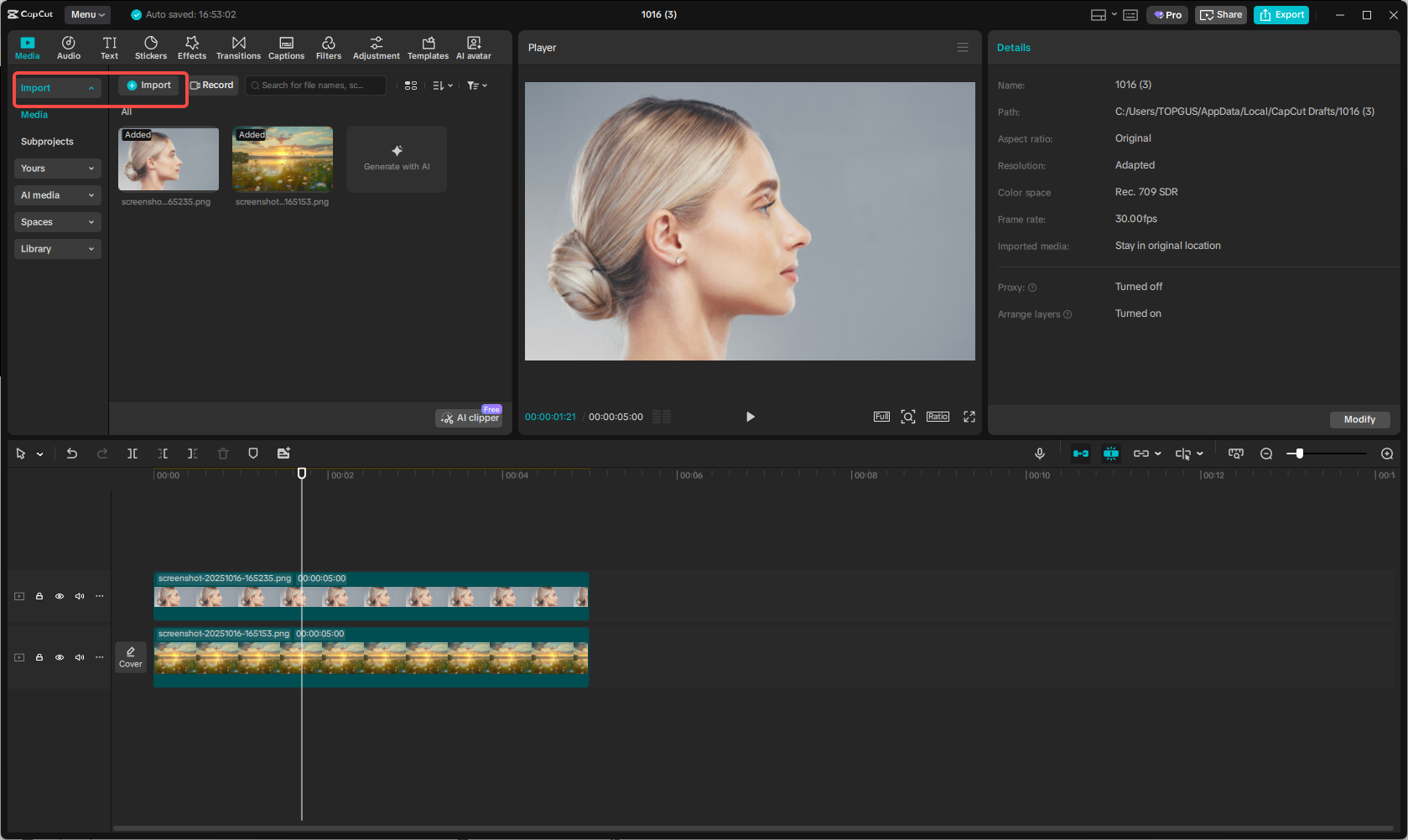 Import media to CapCut