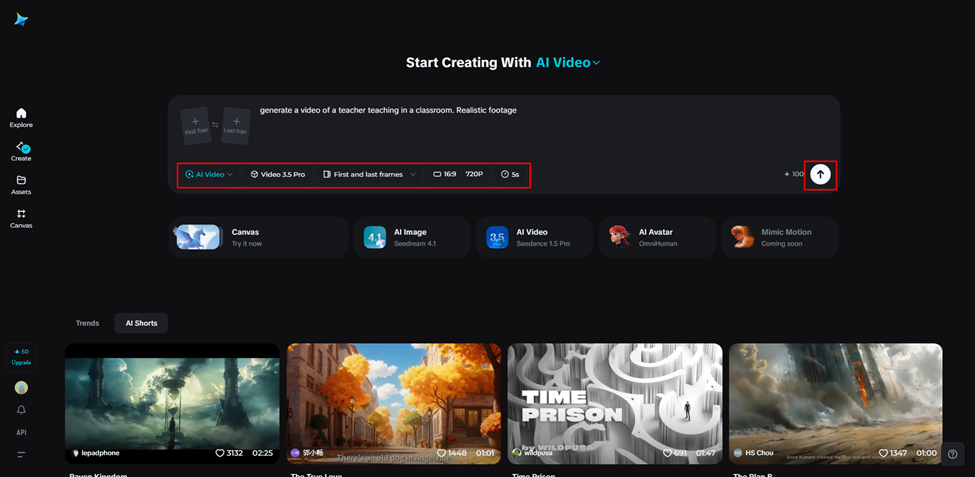 Write a prompt and generate the video