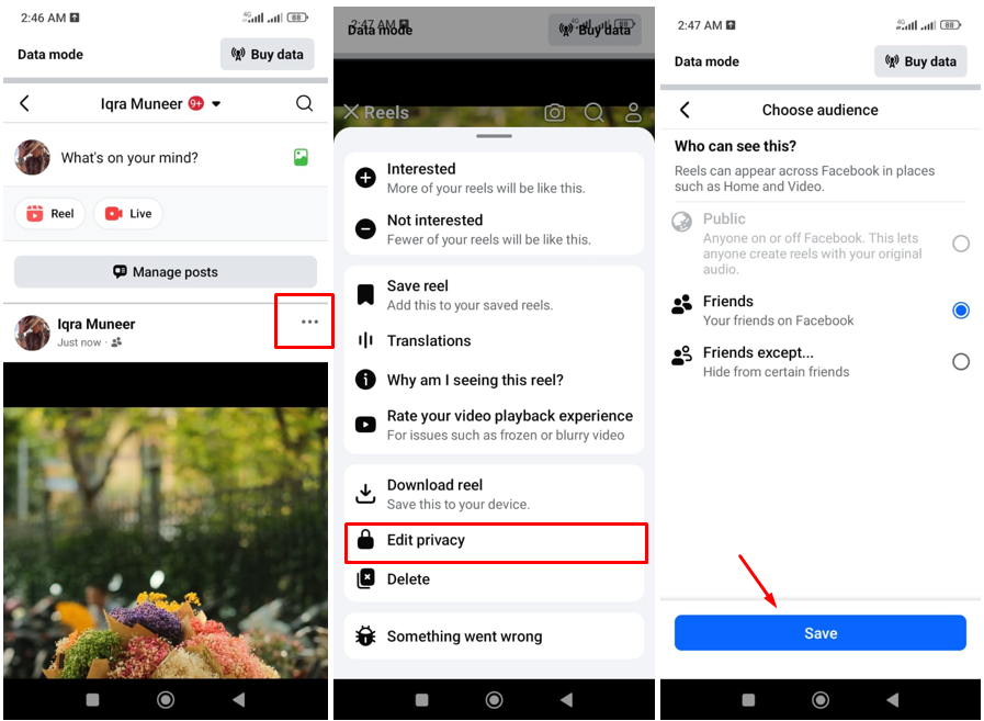 Image showing how to edit reels on Facebook