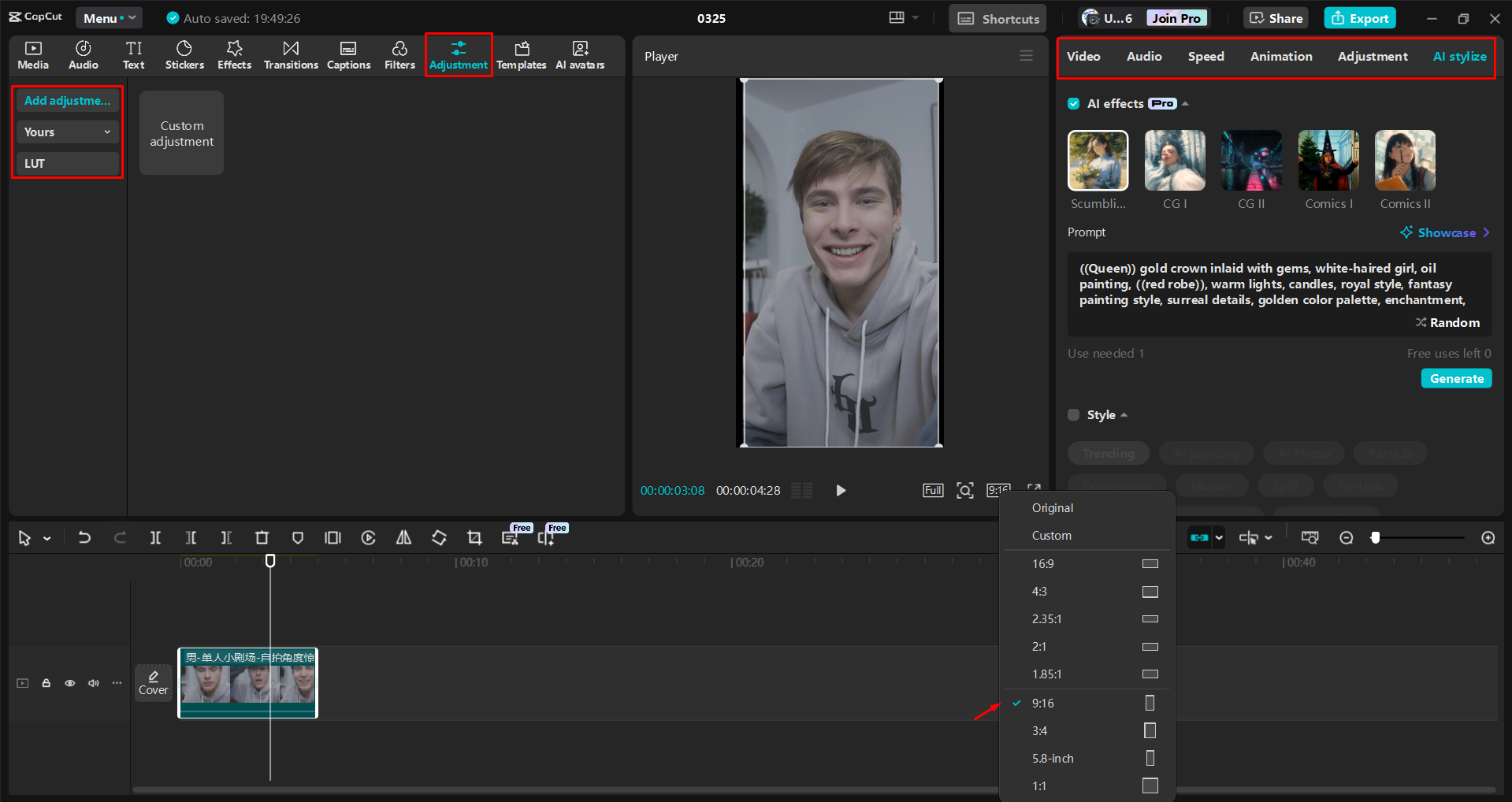 Enhancing and editing reels in the CapCut desktop video editor