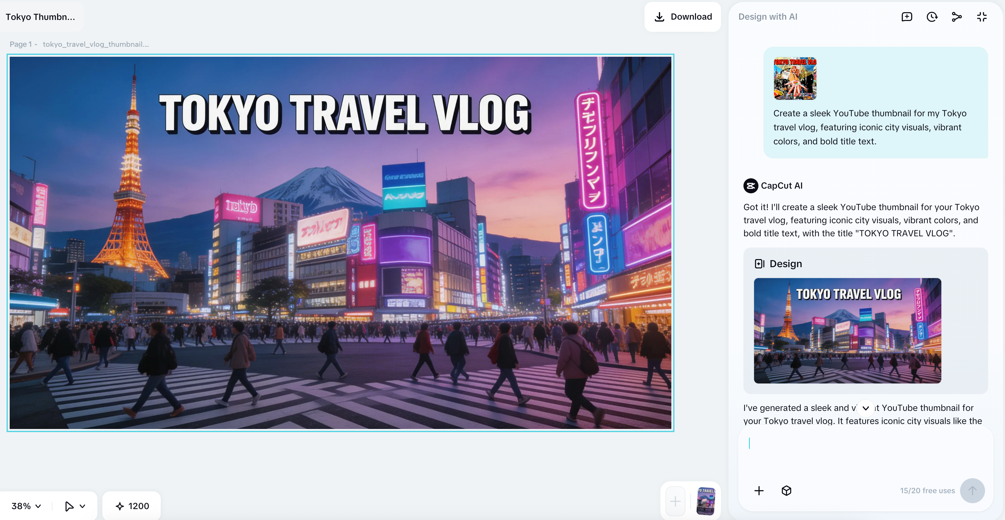CapCut AI design for Instagram thumbnail