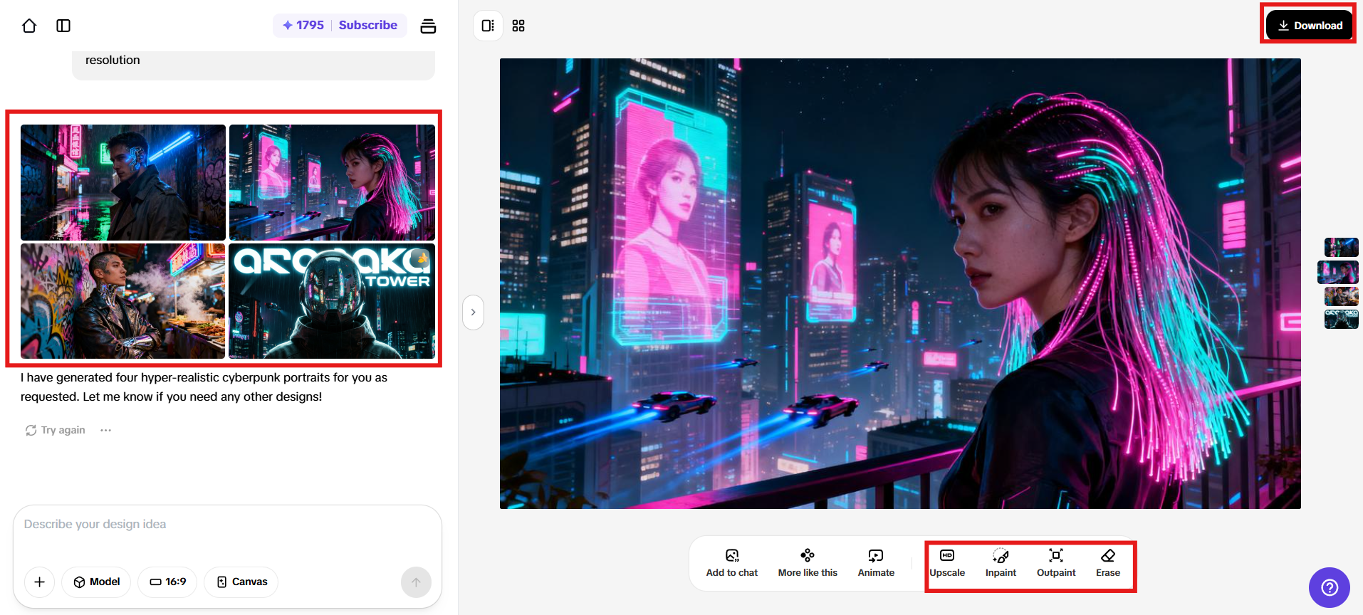 Refine and download the image