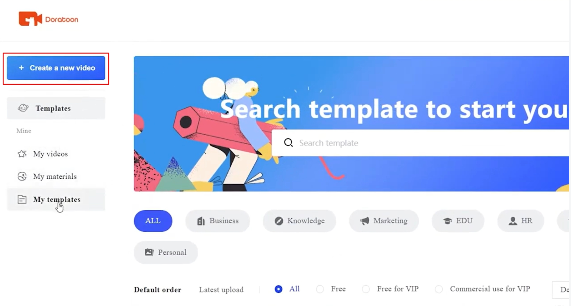 Creating a new video in Doratoon animation maker