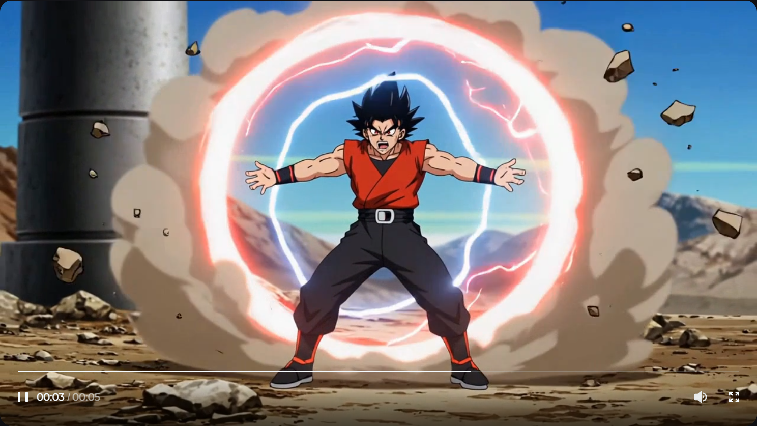 Shonen stridsekvens med explosiva ljudeffekter