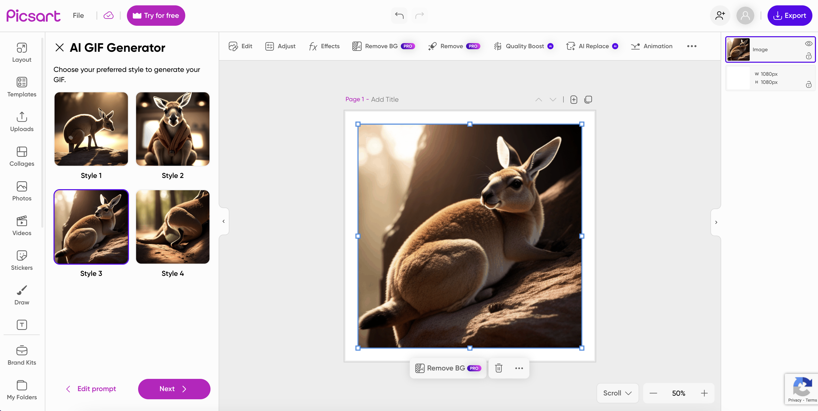 Picsart interface