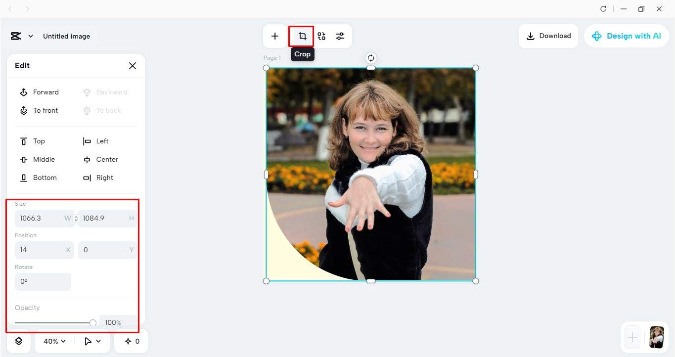Crop your image in the CapCut
