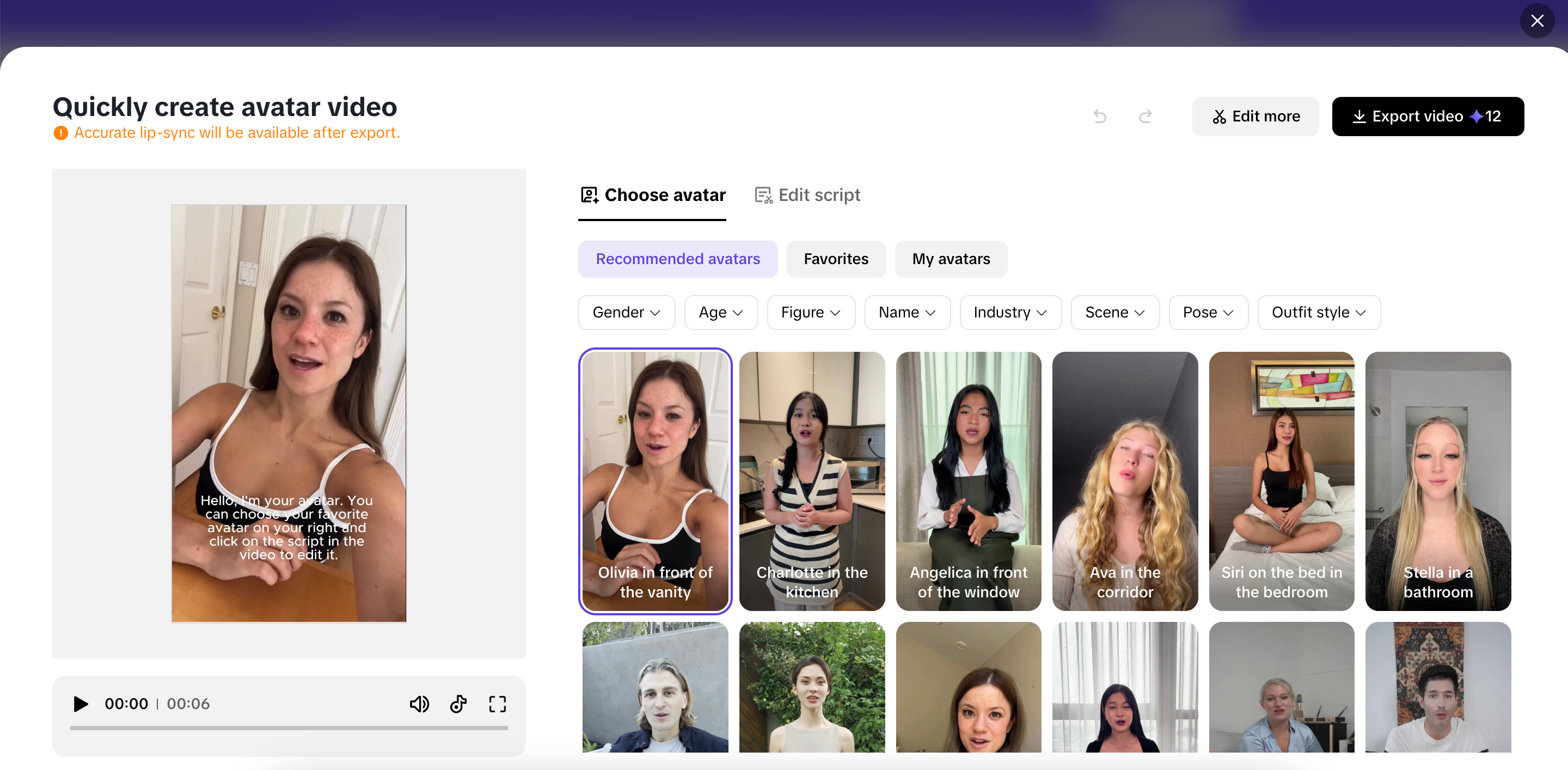 Diverse avatar selection