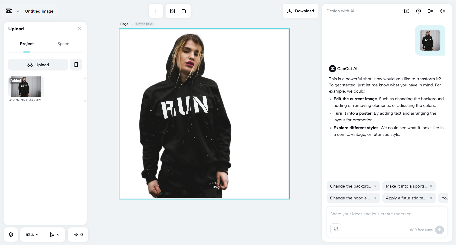 CapCut Web photo cut out free online interface