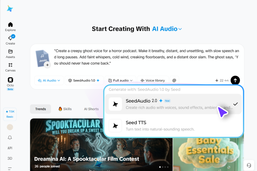 Customize the audio and generate