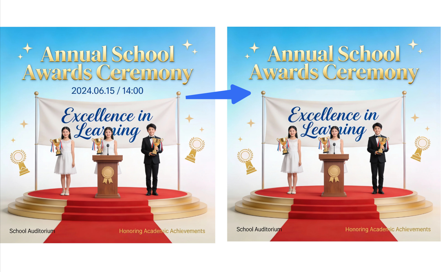 Funcție de eliminare inteligentă pentru a elimina subiectele nedorite din poster