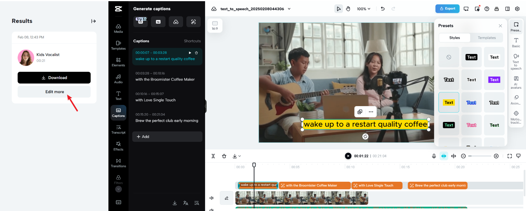 Lyric captioning for better visibility