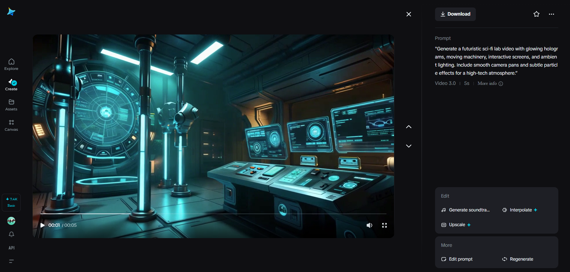 Afbeelding van een futuristisch sci-fi-laboratorium.