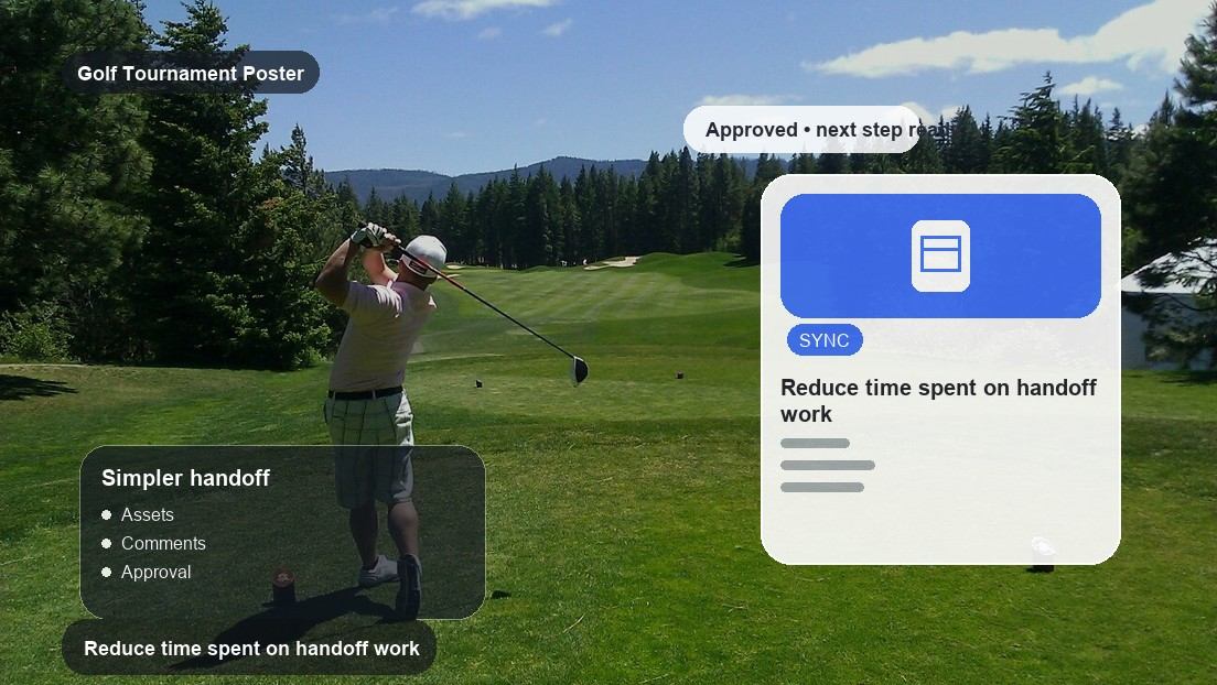 Golf Tournament Poster Maker realistic image for reduce time spent on handoff work