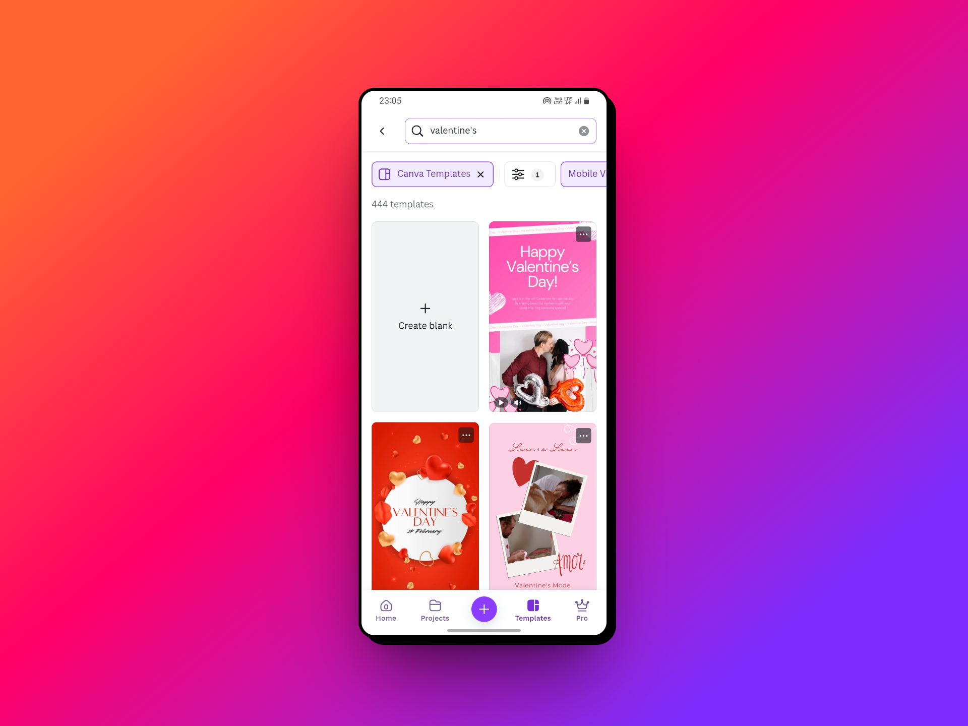 Canva templates for Valentine's Day