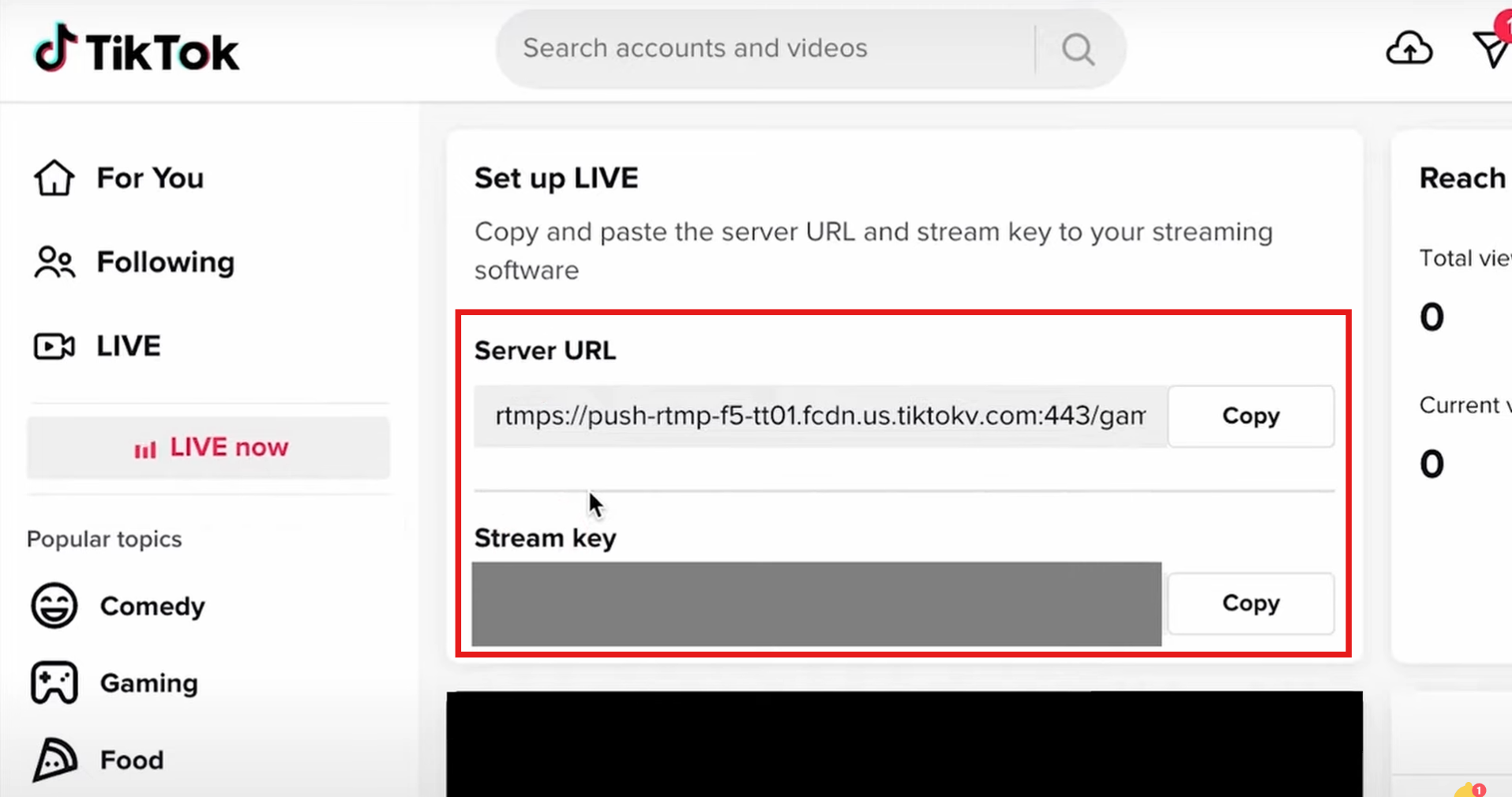 Szerezze be a TikTok streamkulcsát