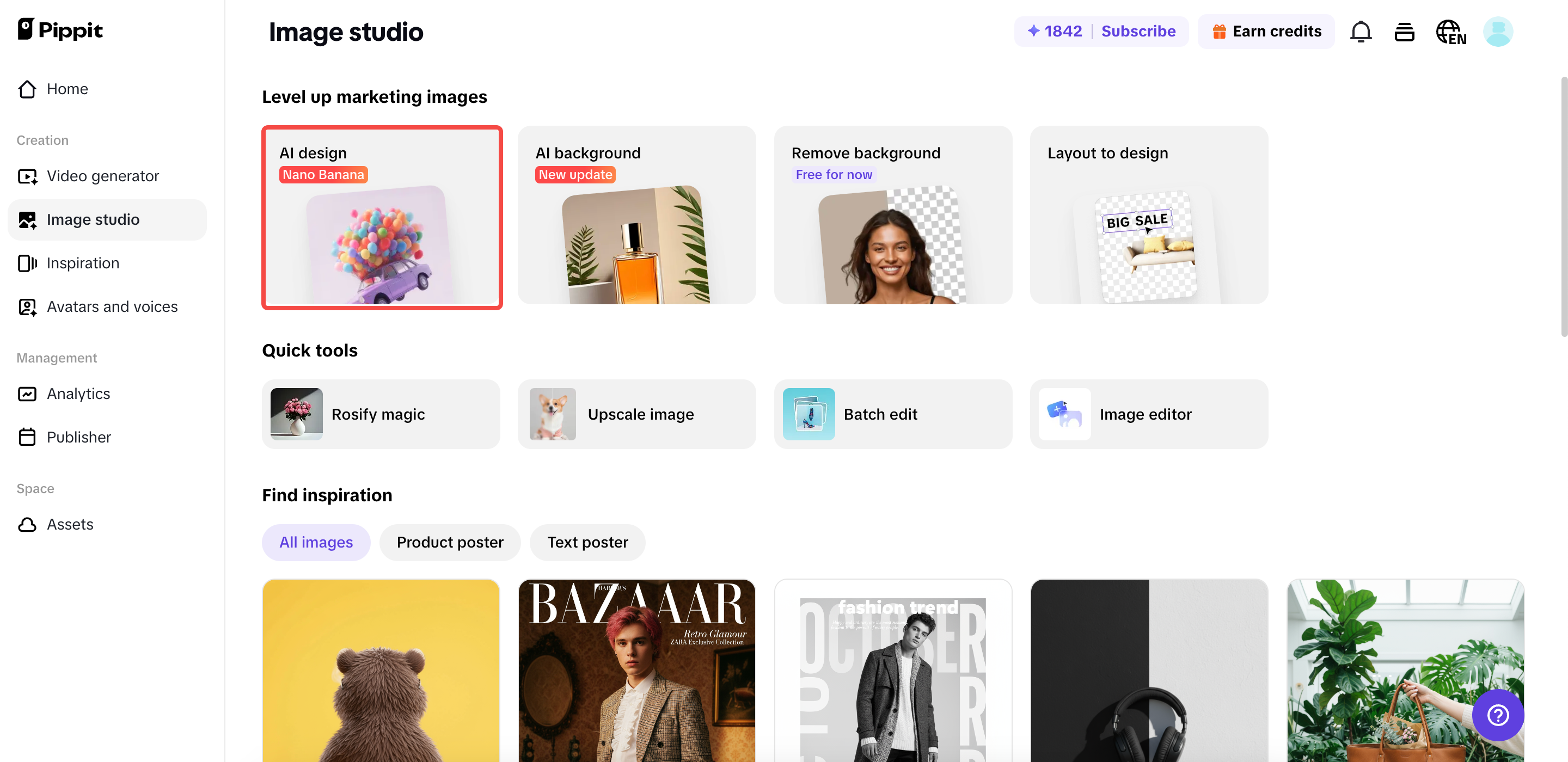 Go to the AI design feature