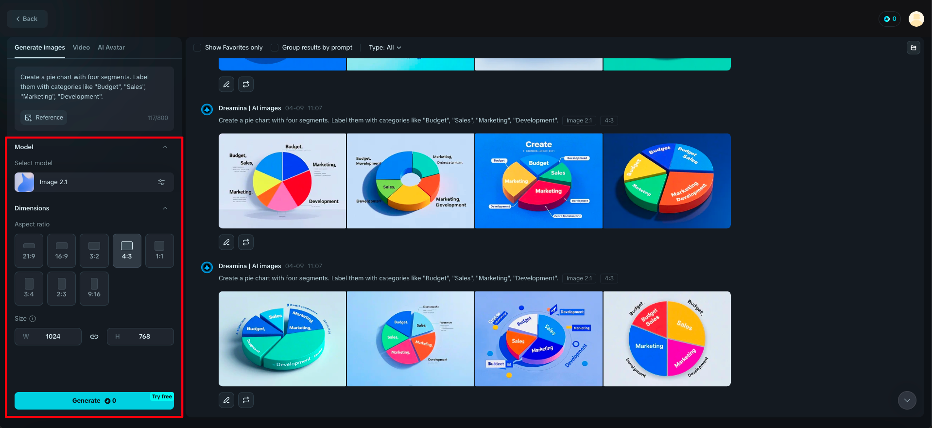 Dreamina: Online pie graph maker
