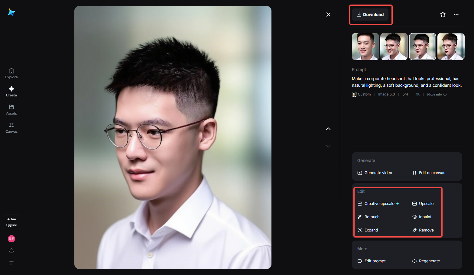 Download the AI headshot image