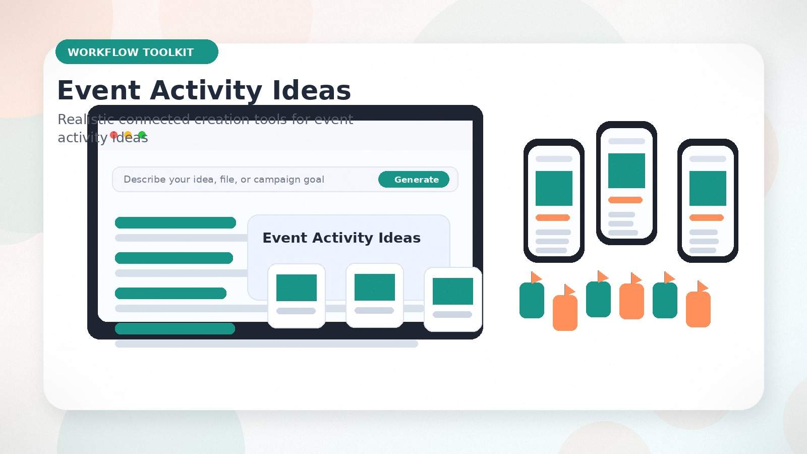 Event Activity Ideas realistic workflow toolkit visual for event activity ideas