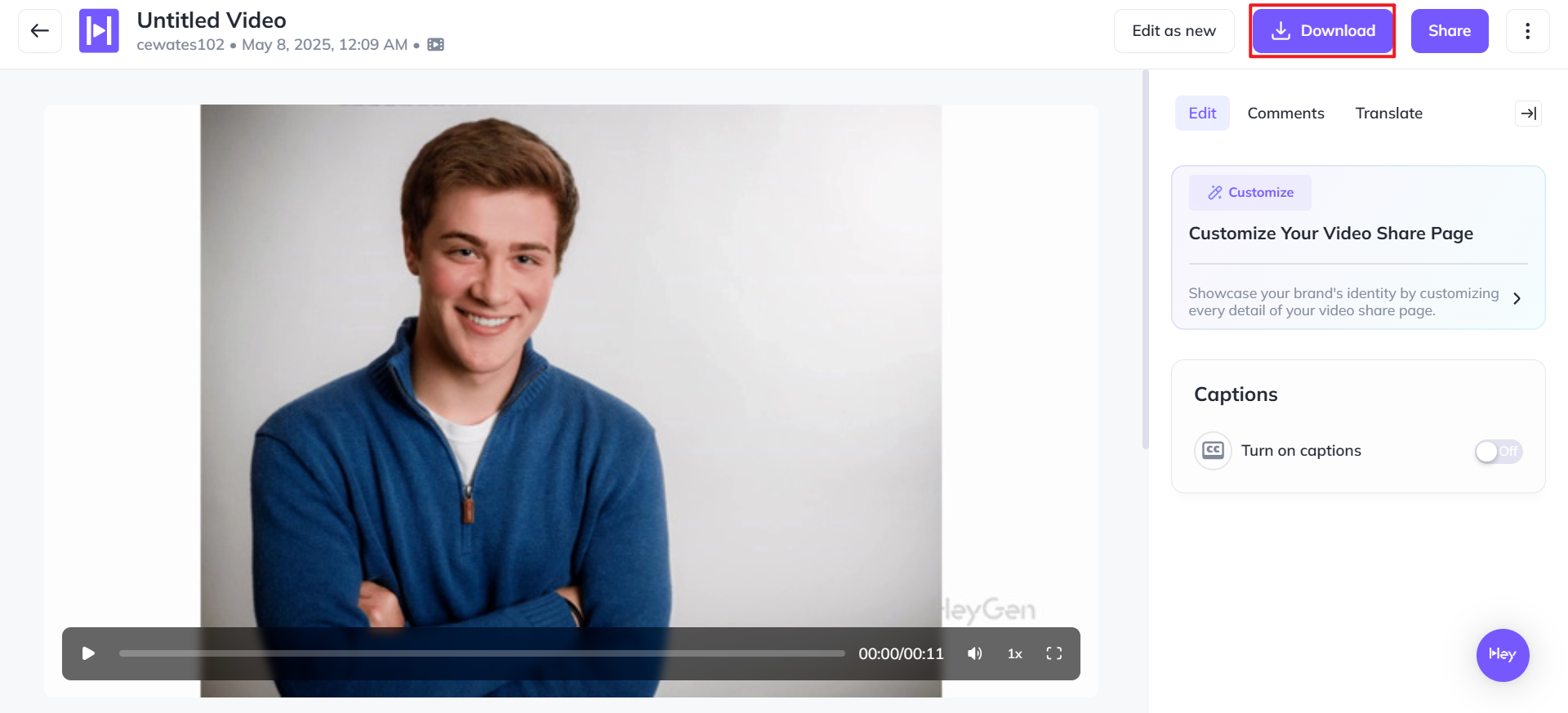 Baixe seu vídeo de avatar