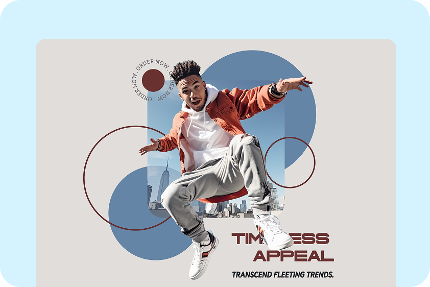 Creative poster design with text behind image